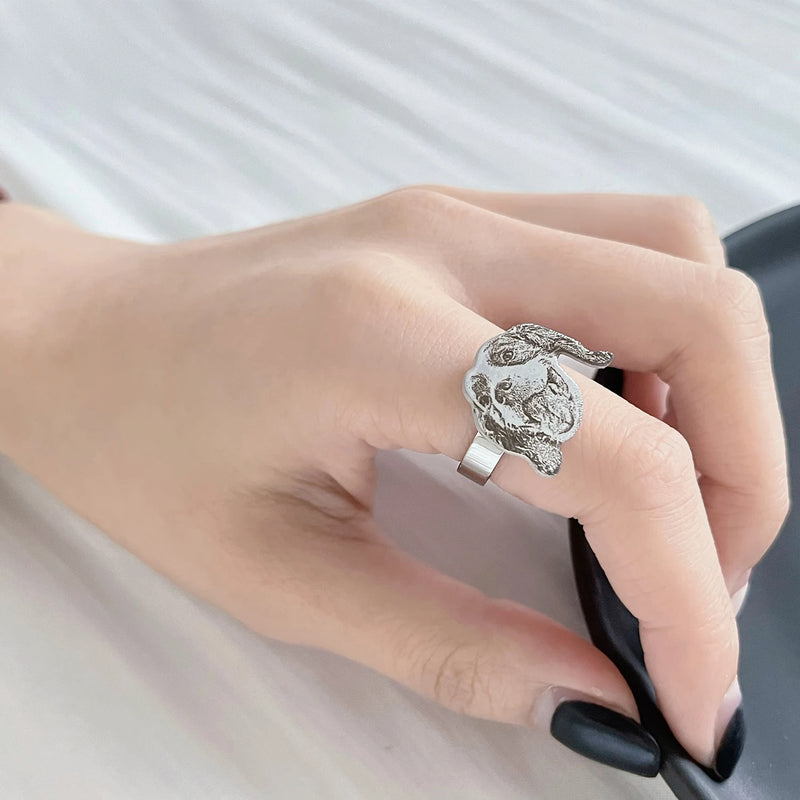 Anillo Con Foto Personalizada de Mascota Como Recuerdo