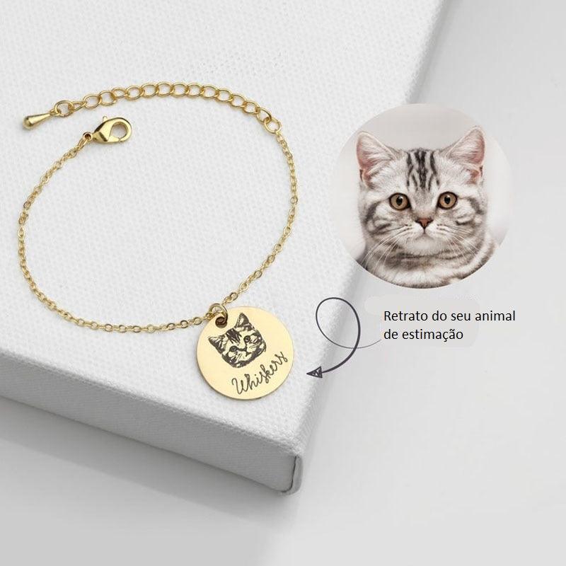 Pulseira Com Foto Nome Pet Personalizado Redonda Lembrança