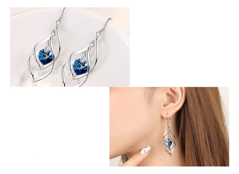 Pendiente Colgante de Plata 925 Con Circonitas Para Mujer