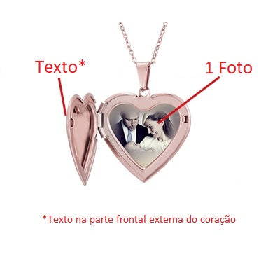 Colar Foto Personalizada Coração Abertura