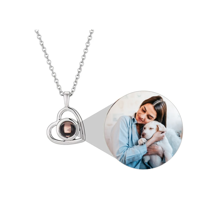 Colar Foto Pet Personalizado Coração Virado Infinito