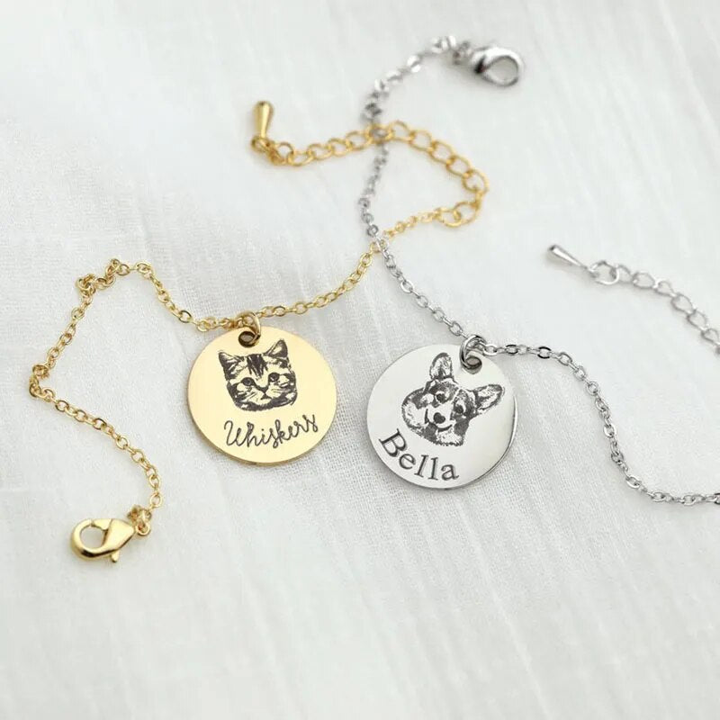 Pulseira Com Foto Nome Pet Personalizado Redonda Lembrança