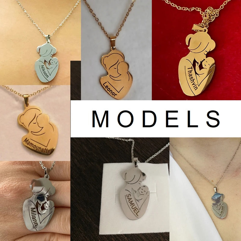 Collar Personalizado Con Nombre de Madre e Hijo Para Mujer