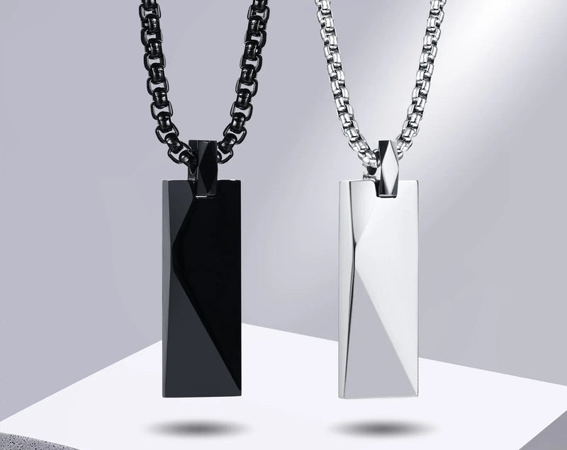 Collar Elegante Rectangular Geométrico 3D Para Hombre