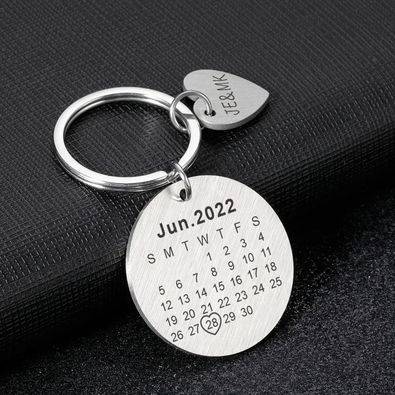Llavero Calendario Fecha Personalizada Foto e Inicial de Nombres