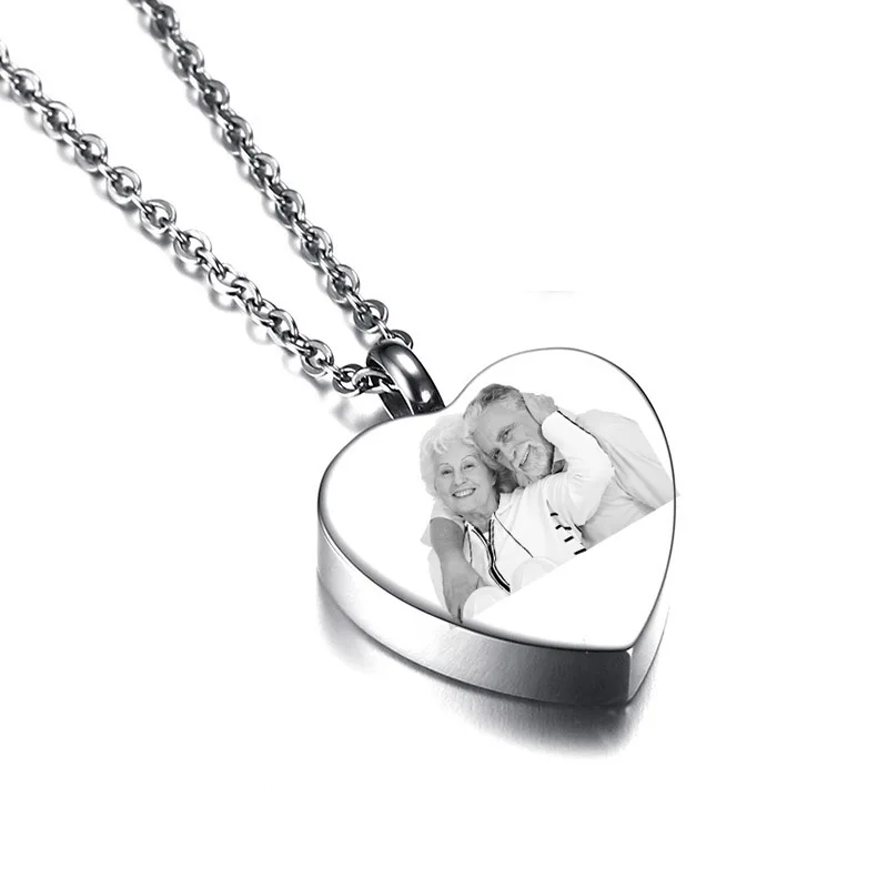 Collar Colgante Urna Con Foto Mascota Forma Corazón 3D Personalizado