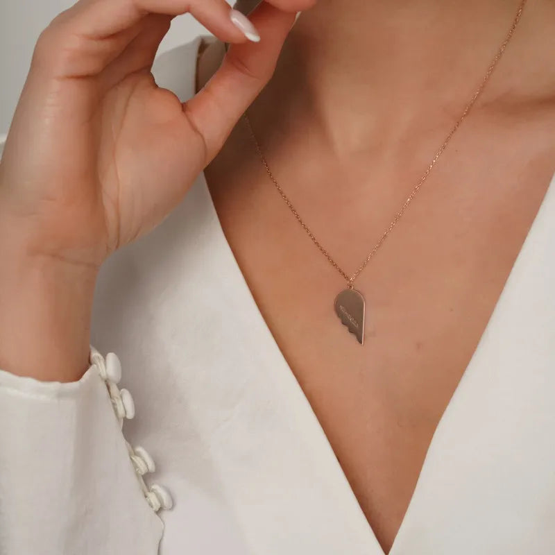 Collar Con Nombre Personalizado Con Doble Corazón Integrado Para Mujer