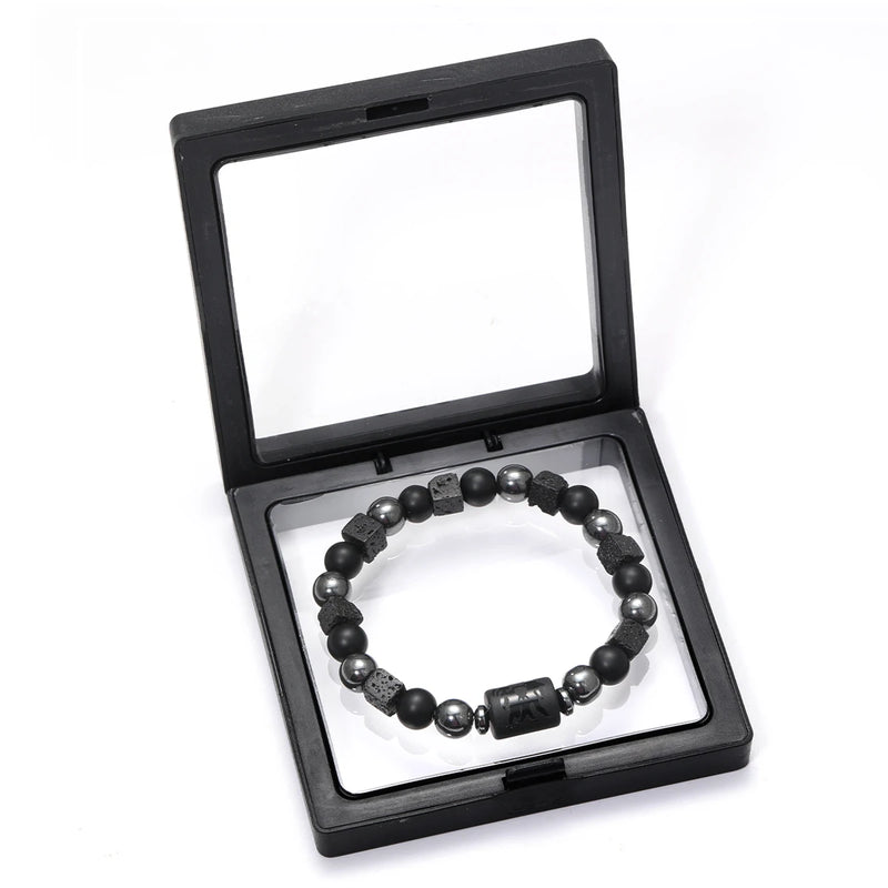 Pulsera de Piedra Natural 12 Signos Del Zodíaco Para Hombre