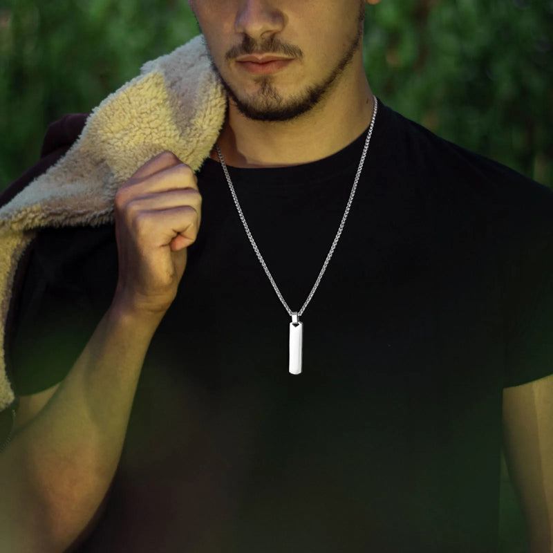 Collar Rectángulo Personalizado Letra Inicial del Nombre Masculino