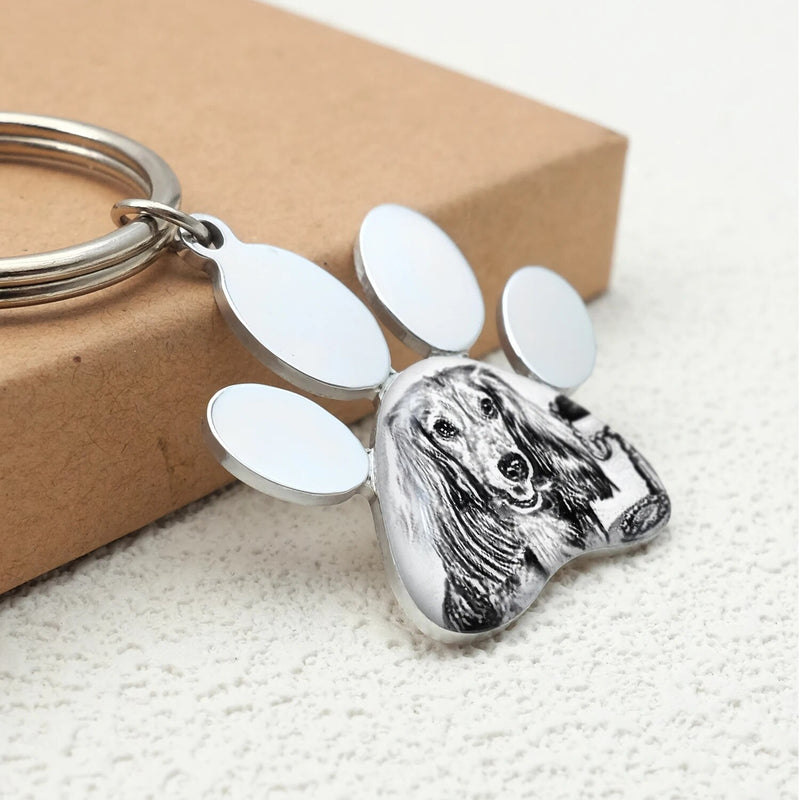 Llavero Personalizado Con Foto de Mascota Recuerdo de Pata