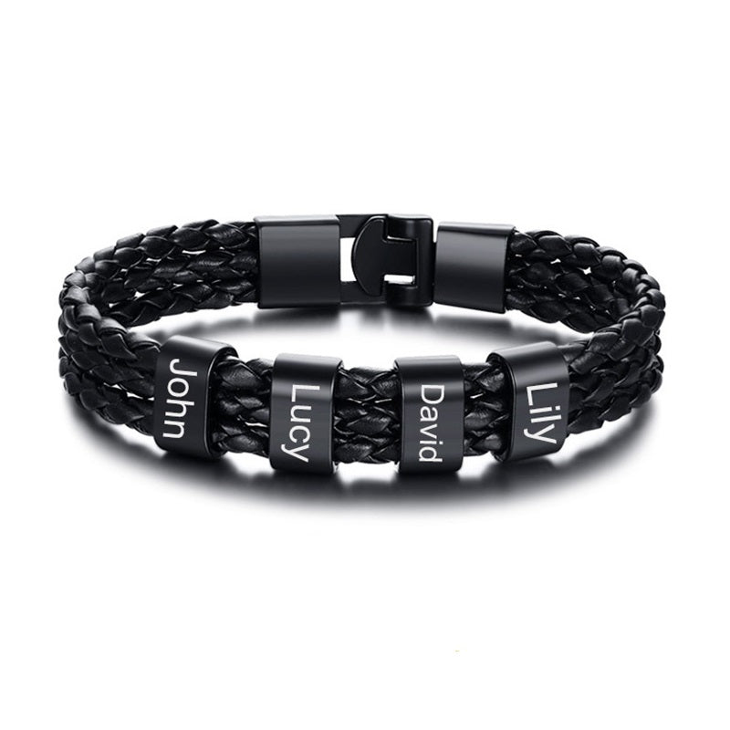 Pulseira De Couro Masculino Com Nomes Personalizados