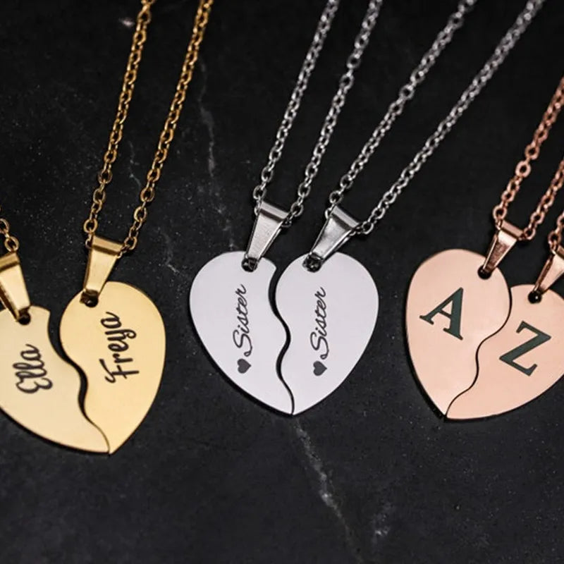 Collar Con Nombre Personalizado Con Doble Corazón Integrado Para Mujer