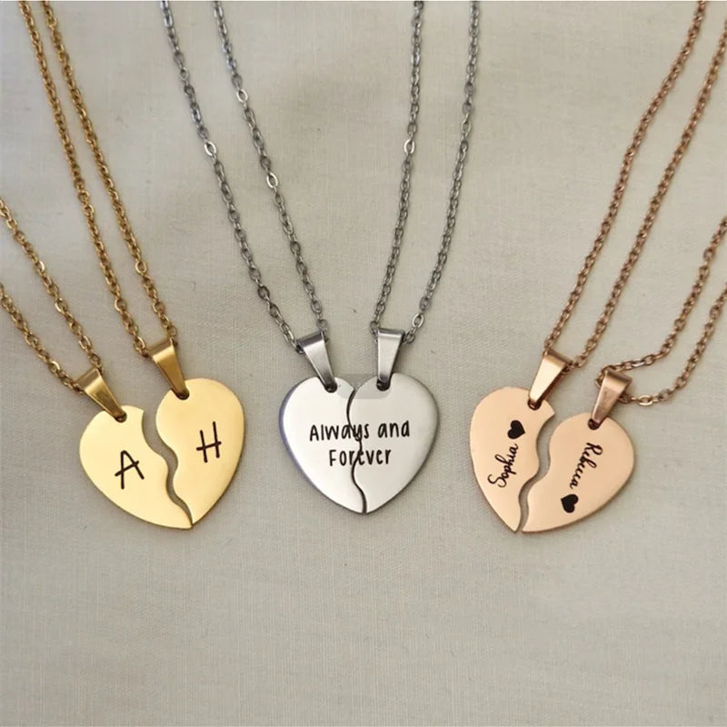 Collar Con Nombre Personalizado Con Doble Corazón Integrado Para Mujer