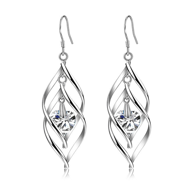 Pendiente Colgante de Plata 925 Con Circonitas Para Mujer