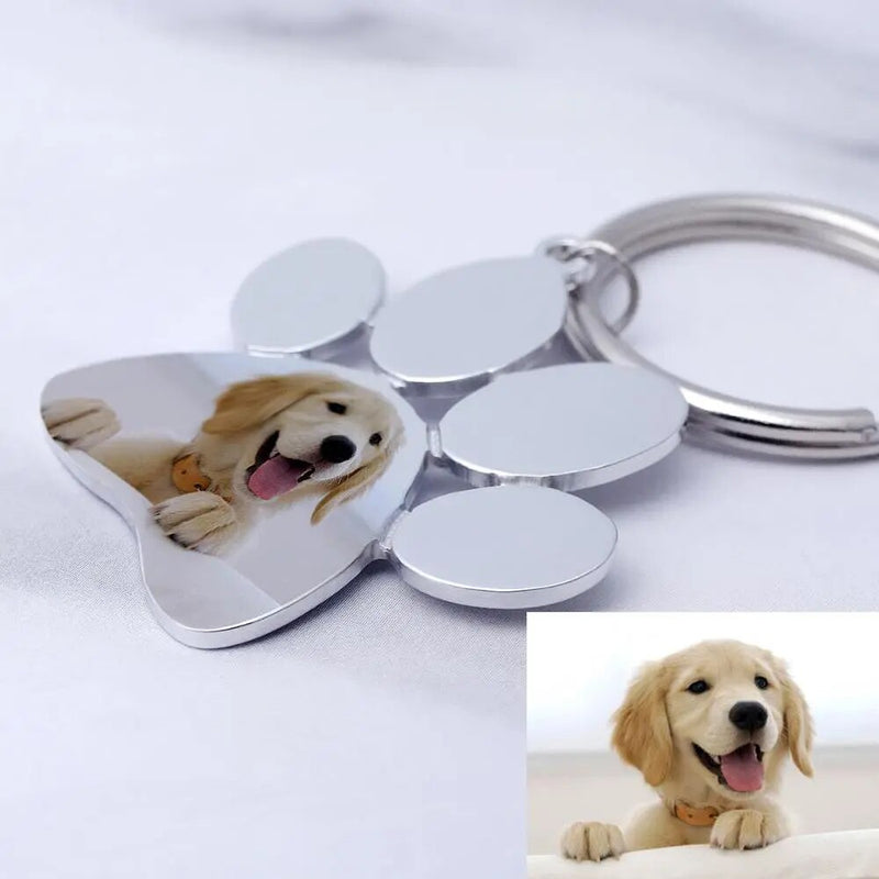 Llavero Personalizado Con Foto de Mascota Recuerdo de Pata