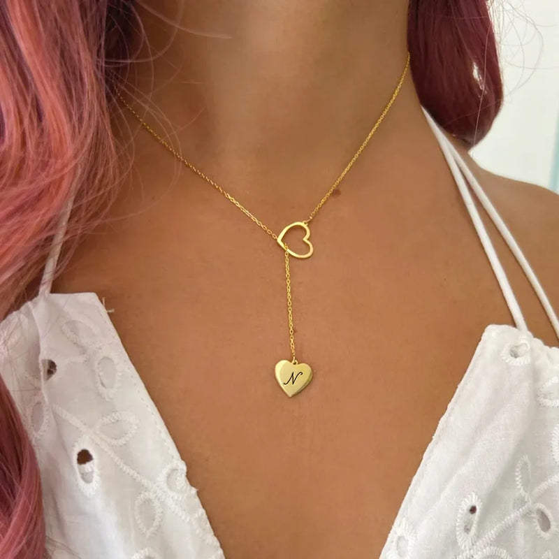 Colar Inicial Do Nome Coração Personalizado Feminino