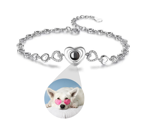 Pulseira Foto Pet Personalizada Coração Lembrança