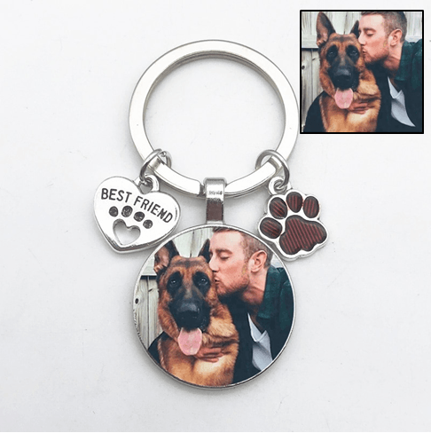 Chaveiro Foto Pet Personalizado Redondo Patinha Coração