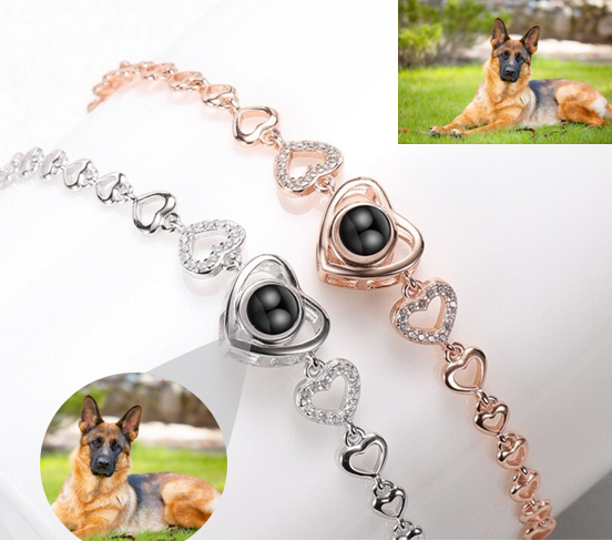 Pulsera Personalizada Con Foto de Mascota Recuerdo de Corazón
