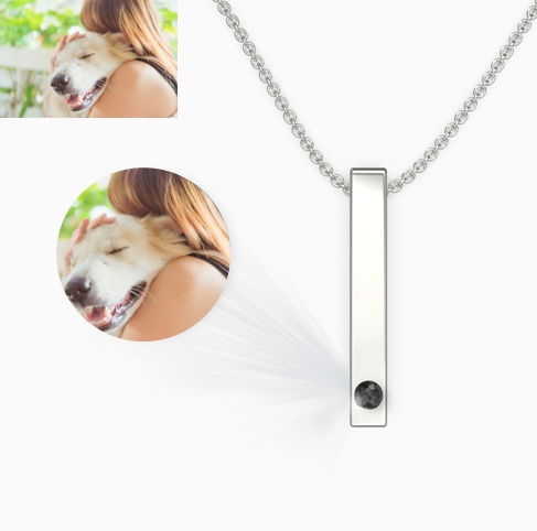 Colar Foto Pet Personalizado Retângulo 3D Infinito Lembrança