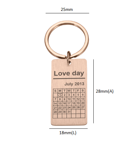 Chaveiro Calendário Data Importante Personalizado Love Day Retângulo